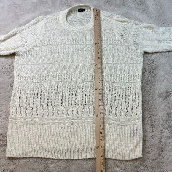 TORRID Pointelle Pullover Balloon Sleeve Sweater Ivory White Loose Knit Size 1X - Picture 10 of 11